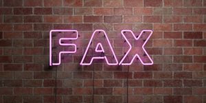 Neonschild mit Schriftzug Fax